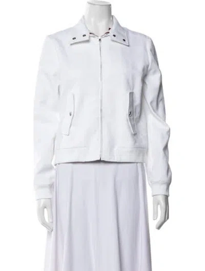 Pre-owned Gucci Patterned Bomber Jacket In White