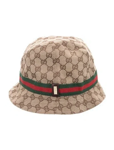 Pre-owned Gucci Patterned Bucket Hat In Brown
