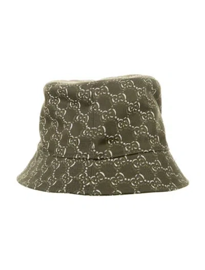 Pre-owned Gucci Patterned Bucket Hat W/tags In Green