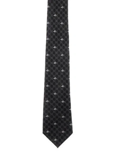 Pre-owned Gucci Patterned Classic Tie In Black