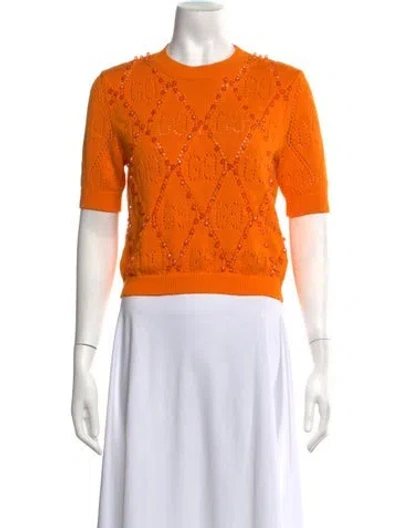Pre-owned Gucci Patterned Crew Neck Sweater In Orange