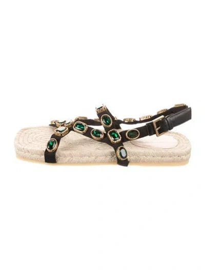 Pre-owned Gucci Patterned Crystal Embellishments Espadrilles In Black
