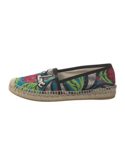Pre-owned Gucci Patterned Embroidered Accent Espadrilles In Neutral
