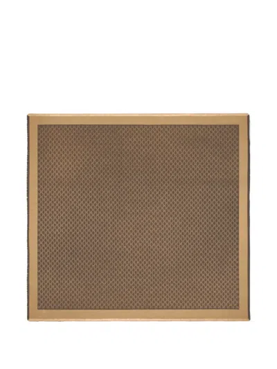 Gucci Patterned Fringed Scarf In Brown