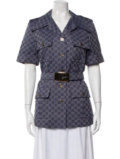 Pre-owned Gucci Patterned Jacket In Blue