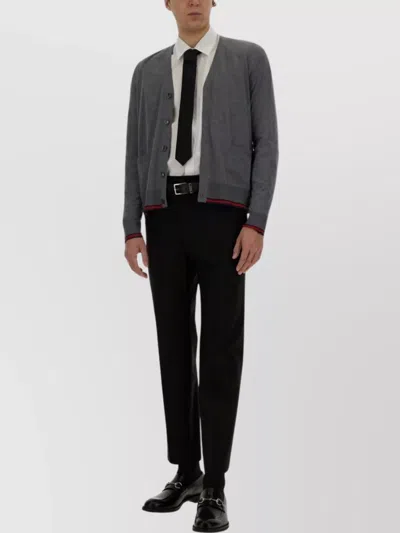 Gucci Patterned Knit Cardigan Pockets In Gray
