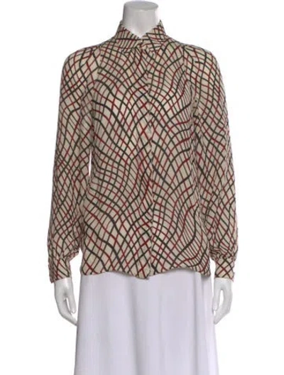 Pre-owned Gucci Patterned Long Sleeve Blouse In Neutral