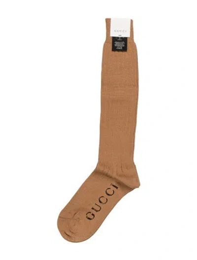 Pre-owned Gucci Patterned Long Socks W/tags In Brown