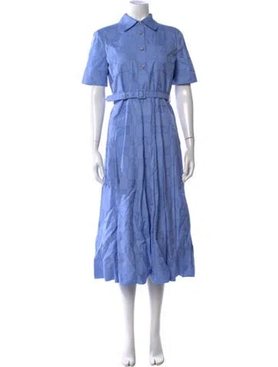 Pre-owned Gucci Patterned Midi Length Dress In Blue