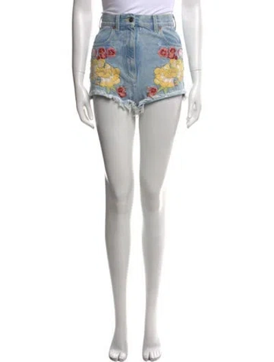 Pre-owned Gucci Patterned Mini Shorts In Blue