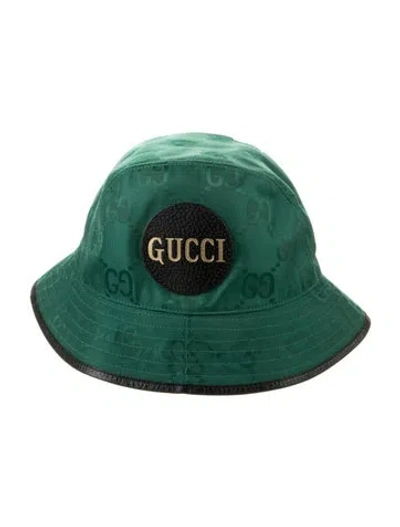 Pre-owned Gucci Patterned Nylon Bucket Hat  W/tags In Green