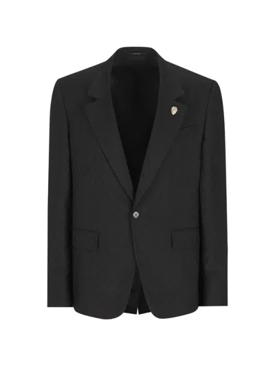Gucci Patterned Pin Blazer In Black