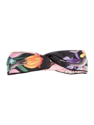 Pre-owned Gucci Patterned Silk Headband In Black