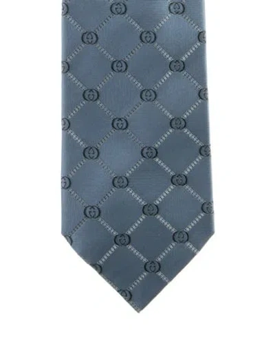 Pre-owned Gucci Patterned Silk Neck Tie In Blue