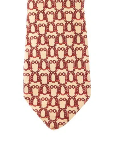 Pre-owned Gucci Patterned Silk Neck Tie In Yellow