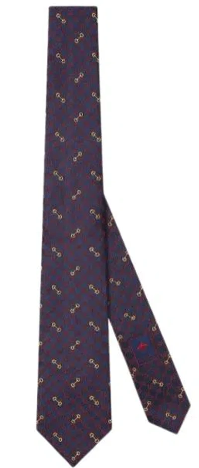 Gucci Patterned Silk Necktie In Blue
