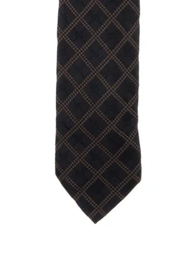 Pre-owned Gucci Patterned Silk Tie In Black