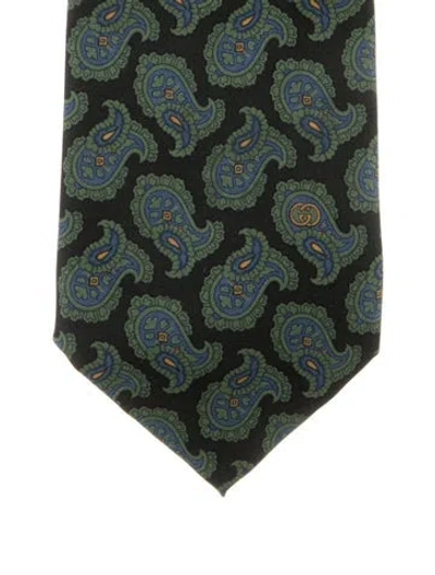 Pre-owned Gucci Patterned Silk Tie In Black