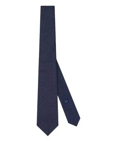 Gucci Patterned Silk Tie In Blue