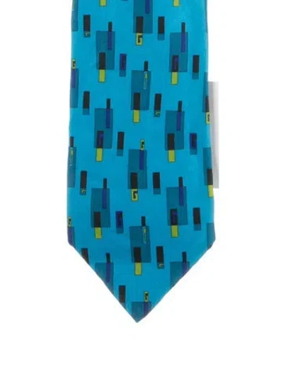 Pre-owned Gucci Patterned Silk Tie In Blue