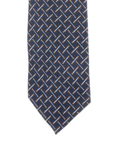 Pre-owned Gucci Patterned Silk Tie In Blue