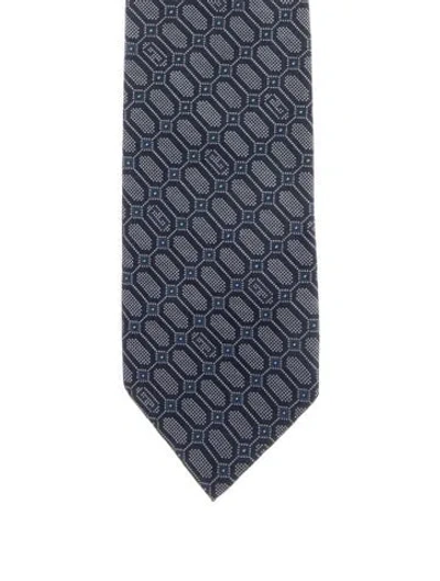 Pre-owned Gucci Patterned Silk Tie In Blue