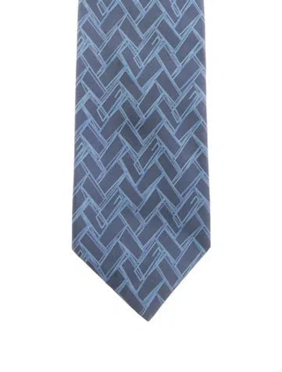 Pre-owned Gucci Patterned Silk Tie. In Blue