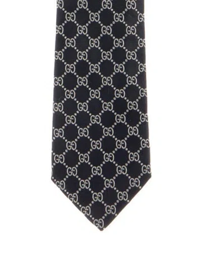 Pre-owned Gucci Patterned Silk Tie In Blue