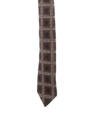 Pre-owned Gucci Patterned Silk Tie In Brown