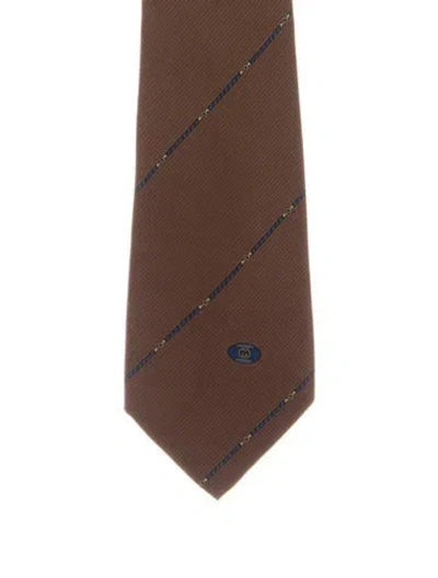 Pre-owned Gucci Patterned Silk Tie In Brown