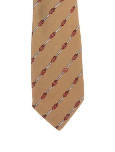 Pre-owned Gucci Patterned Silk  Tie In Neutral