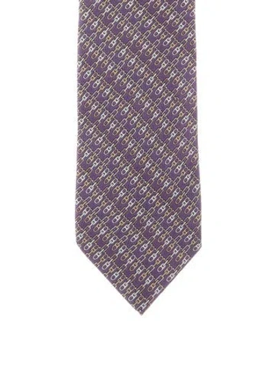 Pre-owned Gucci Patterned Silk Tie In Purple