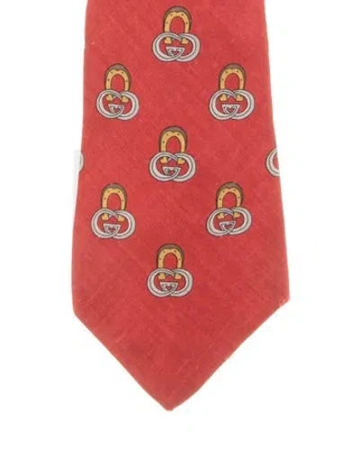 Pre-owned Gucci Patterned Silk Tie In Red