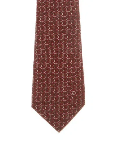 Pre-owned Gucci Patterned Silk Tie In Red
