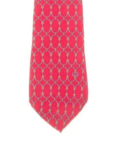Pre-owned Gucci Patterned Silk Tie In Red