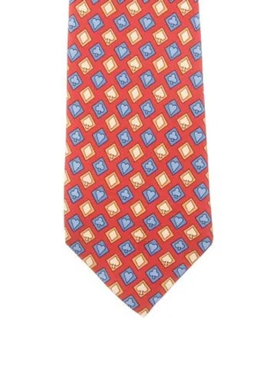 Pre-owned Gucci Patterned Silk Tie In Red