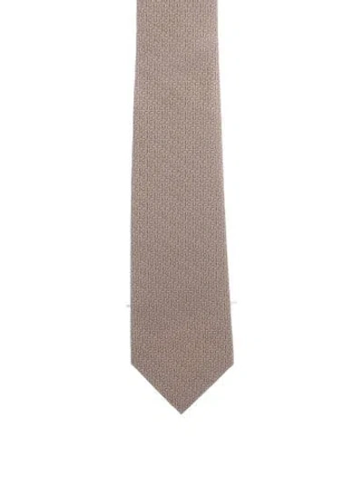 Pre-owned Gucci Patterned Silk Tie W/tags In Neutral