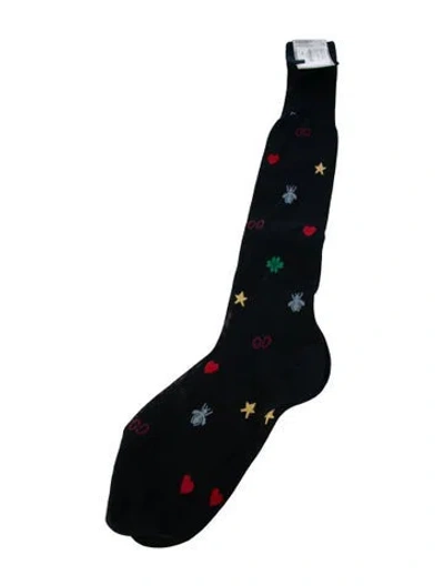 Pre-owned Gucci Patterned Socks W/tags In Blue