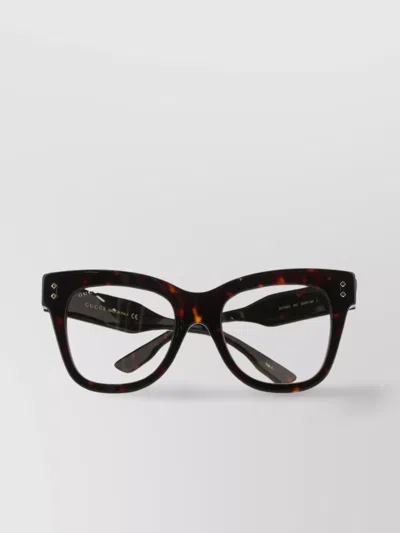 Gucci Patterned Square Frame Sunglasses In Black