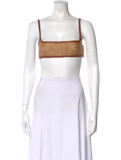 Pre-owned Gucci Patterned Square Neckline Sports Bra W/ Tags In Brown/neutrals