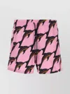 Gucci Mens Pink Deep Brown Printed Technical Poplin Swim Shorts