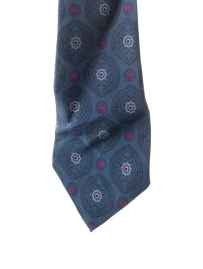 Pre-owned Gucci Patterned Tie In Blue