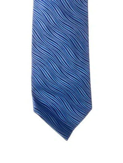 Pre-owned Gucci Patterned Tie In Blue