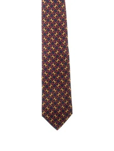 Pre-owned Gucci Patterned Tie In Blue