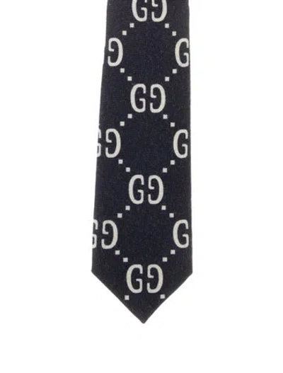 Pre-owned Gucci Kids' Patterned Tie In Blue