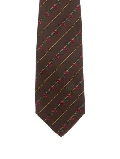 Pre-owned Gucci Patterned Tie In Brown