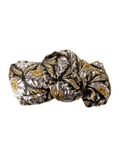 Pre-owned Gucci Patterned Turban Cap In Gold