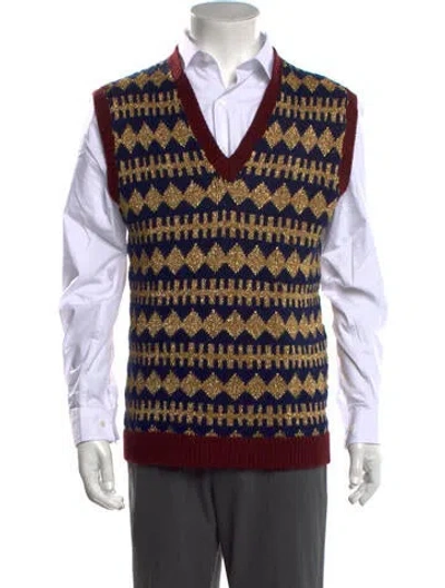 Pre-owned Gucci Patterned V-neck Sweater Vest In Gold