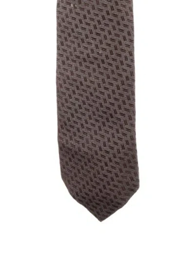 Pre-owned Gucci Patterned Wide Tie In Brown