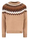 Gucci Sweater With Round Neck In Wool In Brown